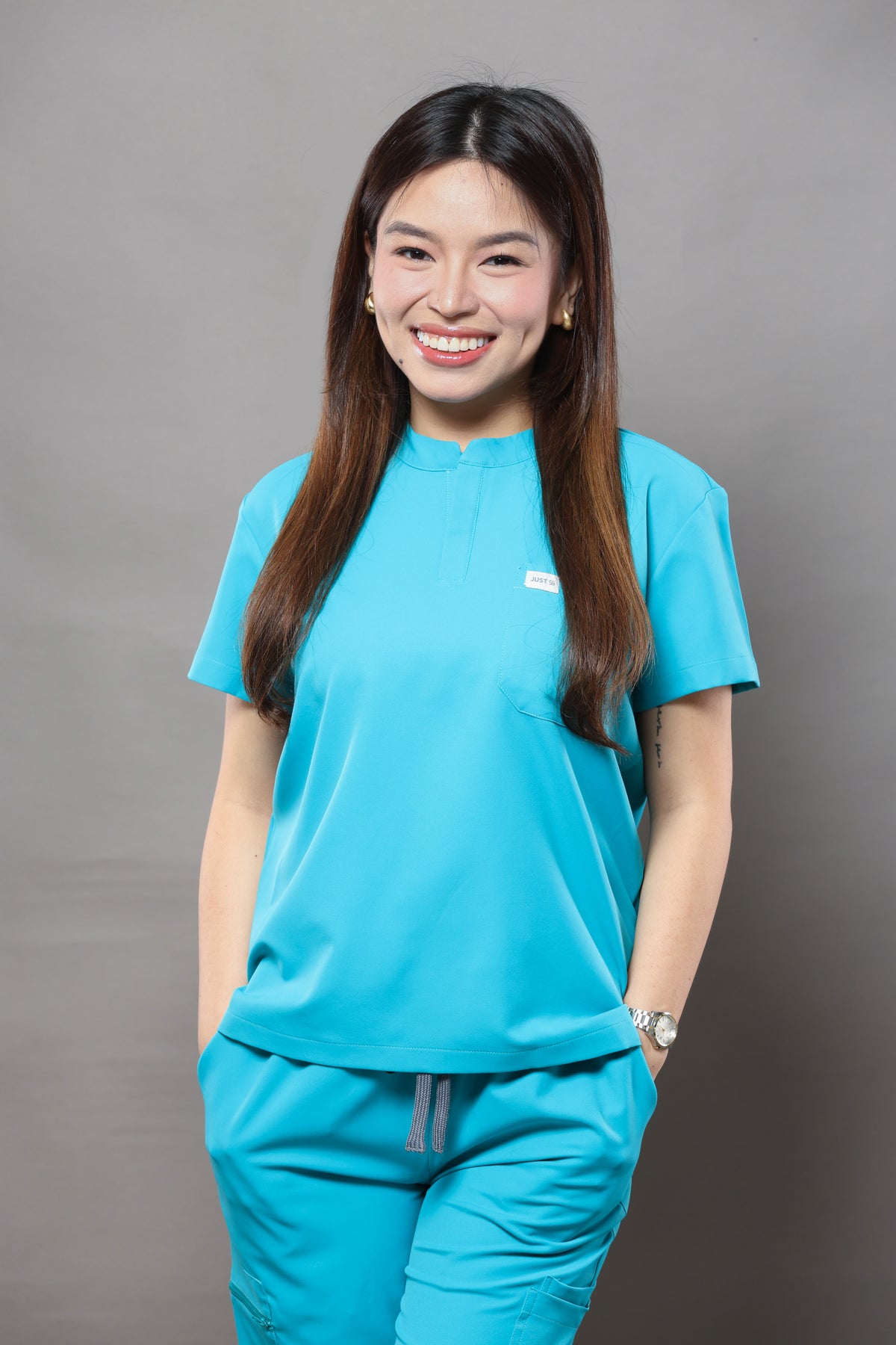 WMNS Premium Stretch Scrub Set - TIFANNY BLUE