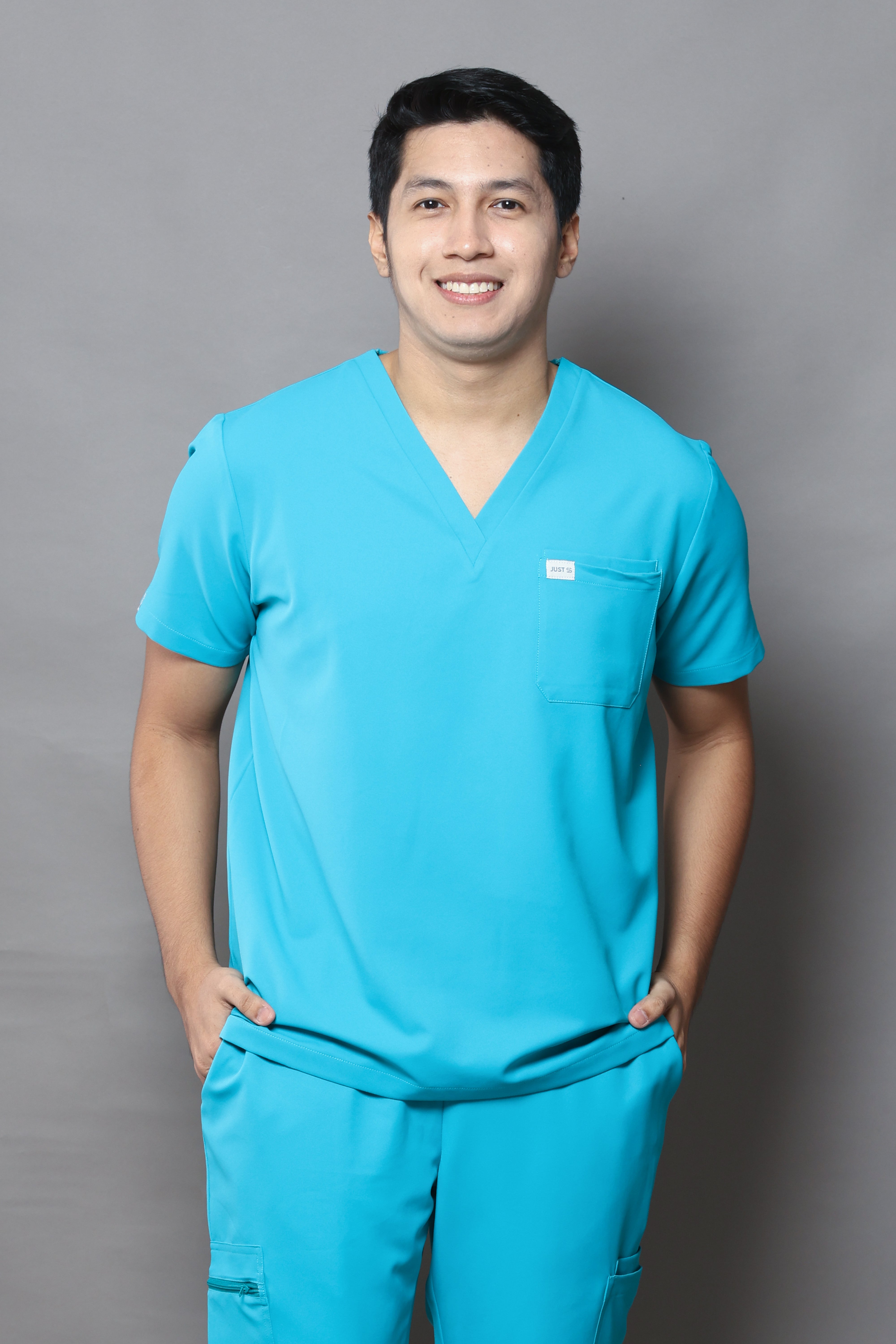 MENS Premium Stretch V-Neck Scrub Set – TIFANNY BLUE
