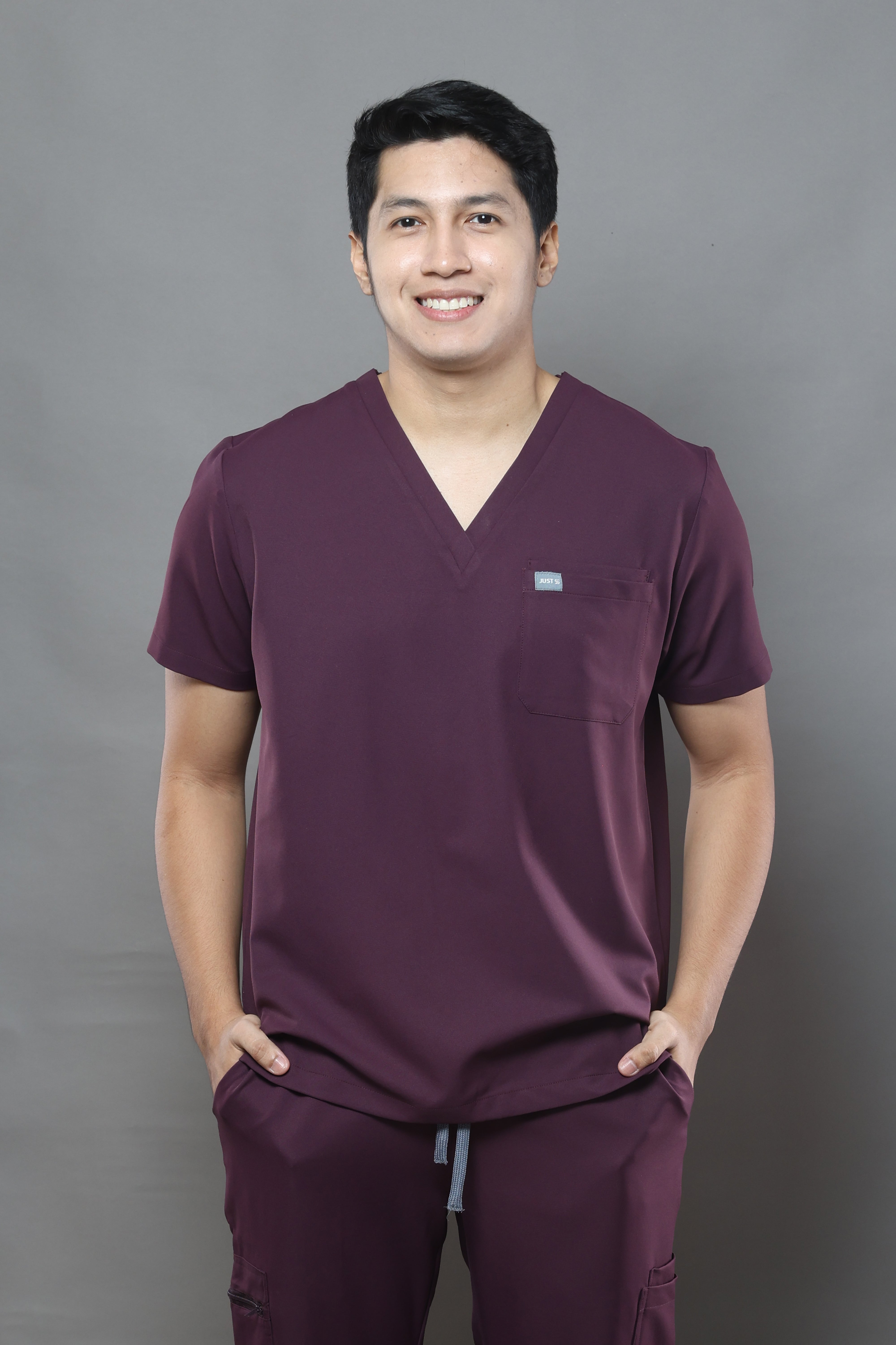 MENS Premium Stretch V-Neck Scrub Set – PLUM