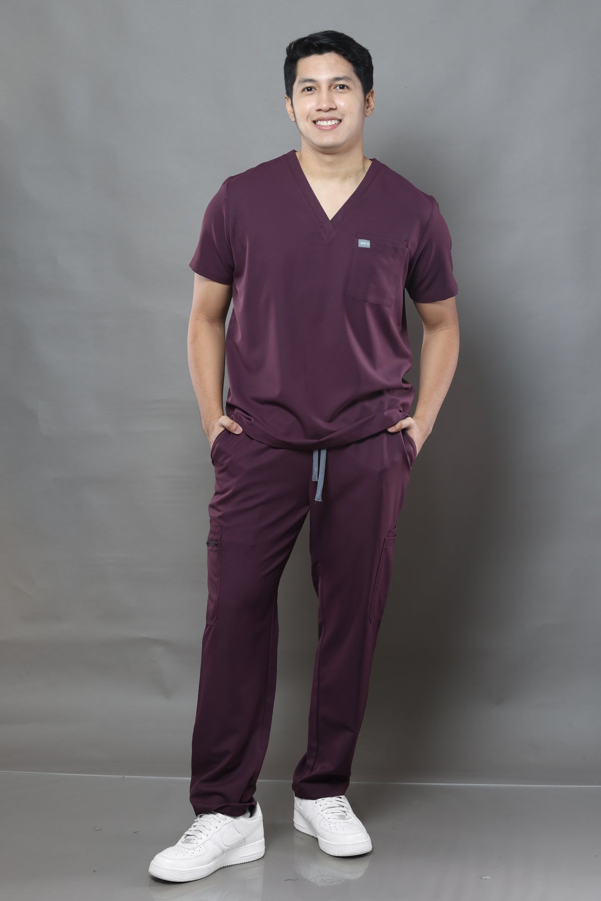 MENS Premium Stretch V-Neck Scrub Set – PLUM