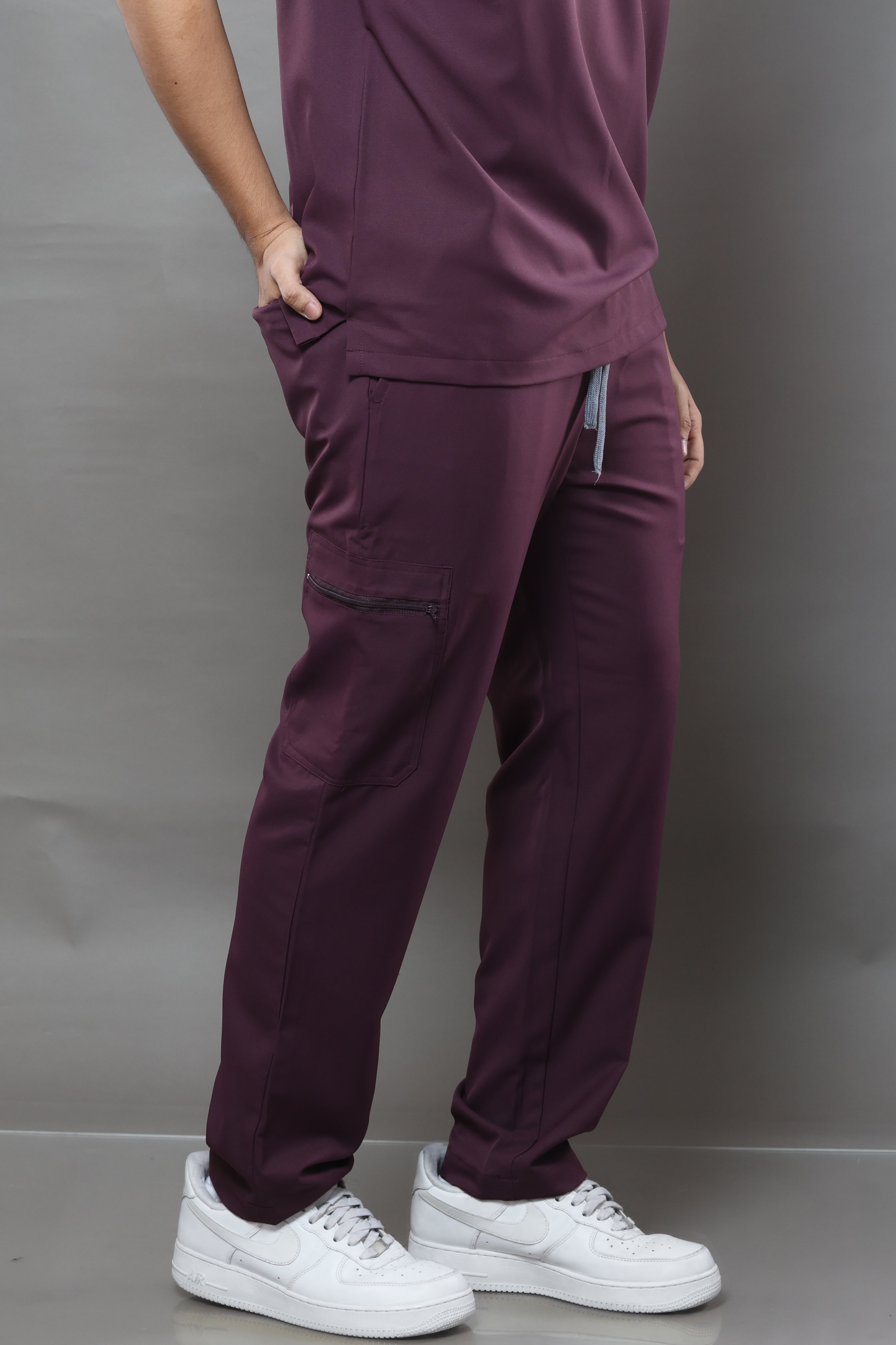 MENS Premium Stretch V-Neck Scrub Set – PLUM