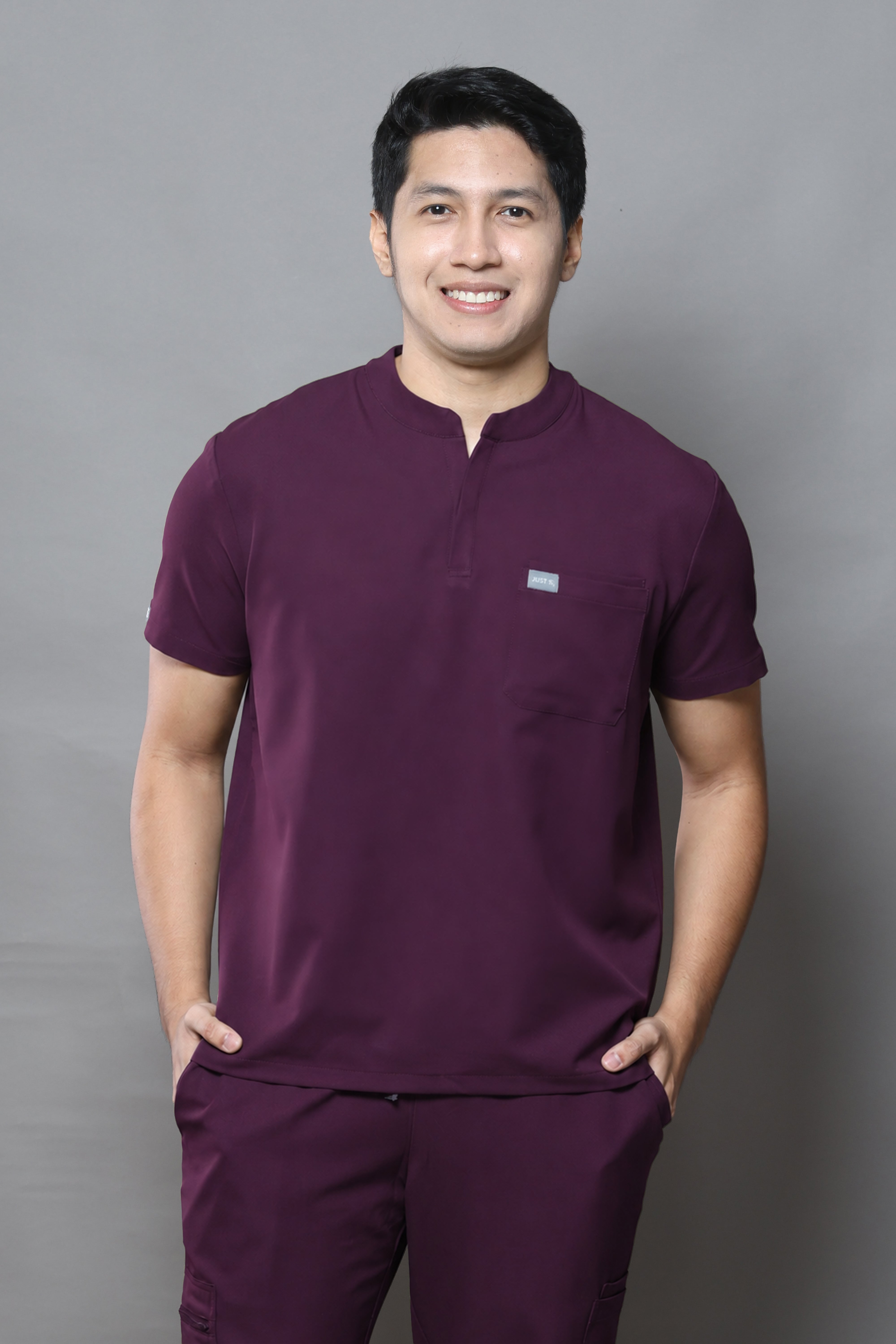 MENS Premium Stretch V-Neck Scrub Set – PLUM