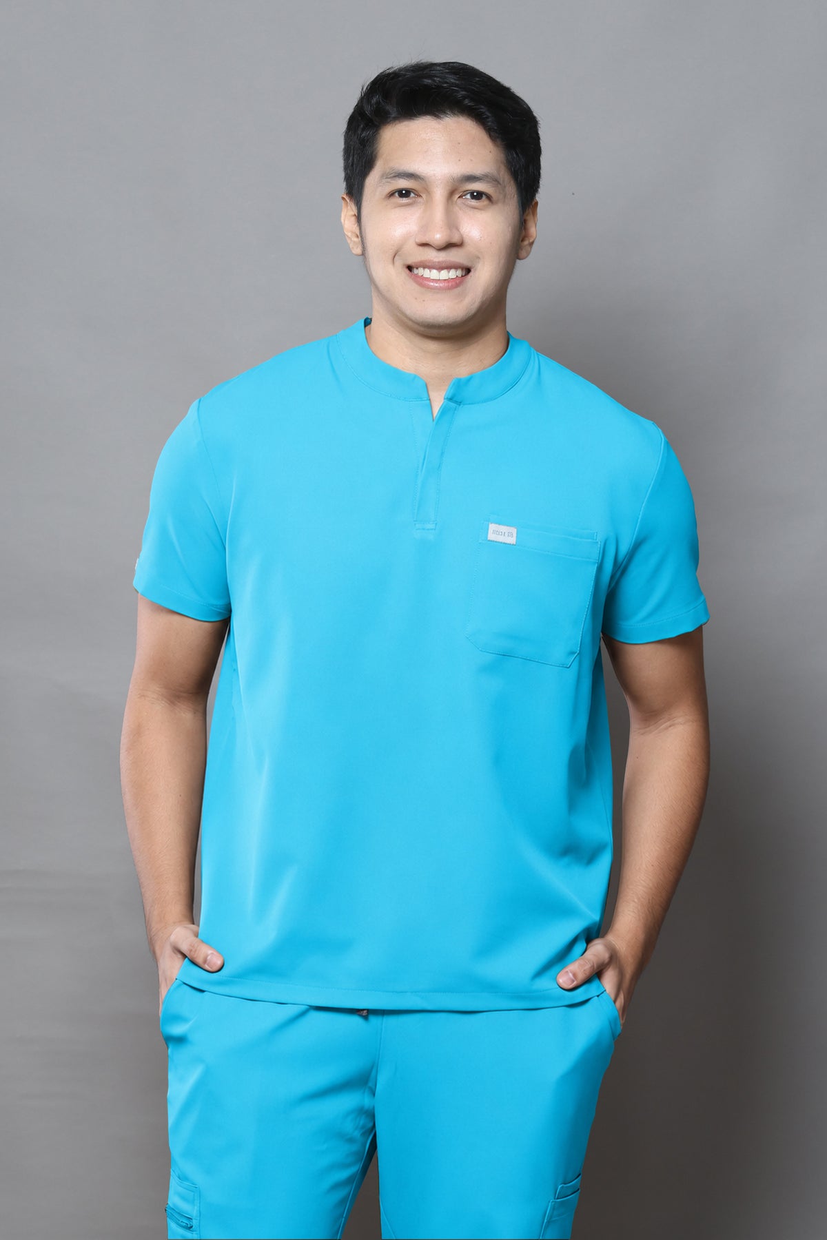 MENS Premium Stretch V-Neck Scrub Set – TIFANNY BLUE