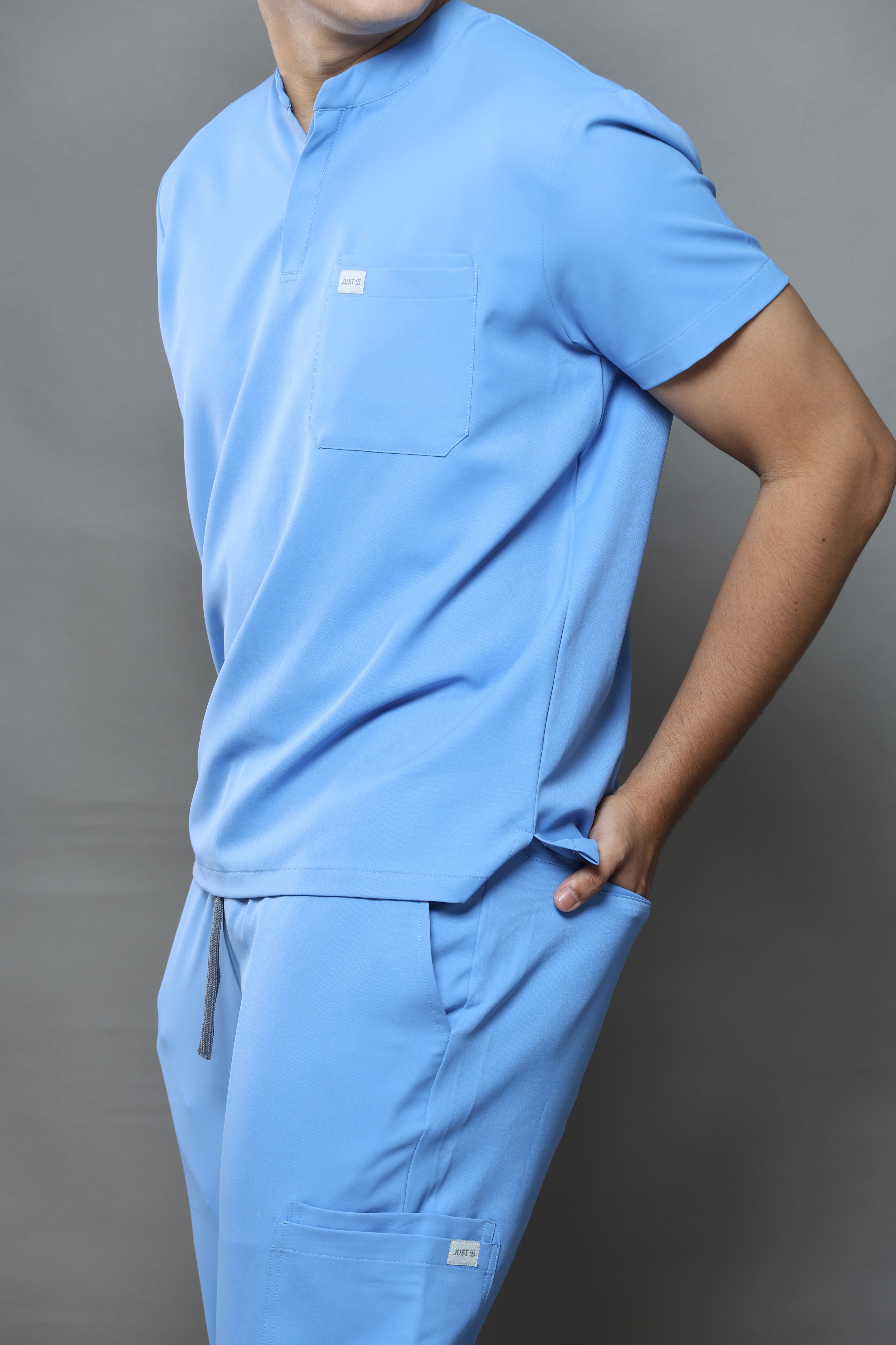 MENS Premium Stretch Scrub Set – POWDER BLUE